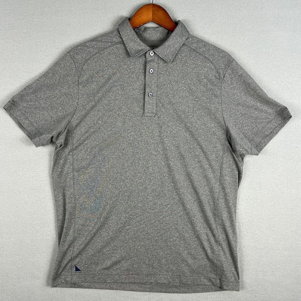 Untuckit Polo Shirt Mens L Heathered Gray Clavidor Stretch WIcking Preppy Casual